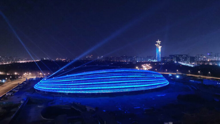 A picture of Beijing's new 'Ice Ribbon' stadium by Populous 